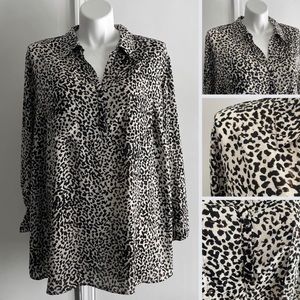 Cheetah Print Blouse, Pleione, Size 3X